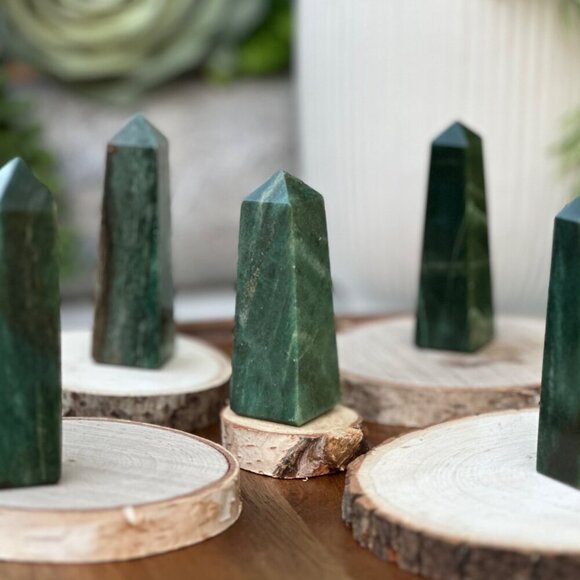 Nephrite Jade Small Obelisks Green Luck Crystal Point Tower Polished Gemstone - Picture 12 of 16